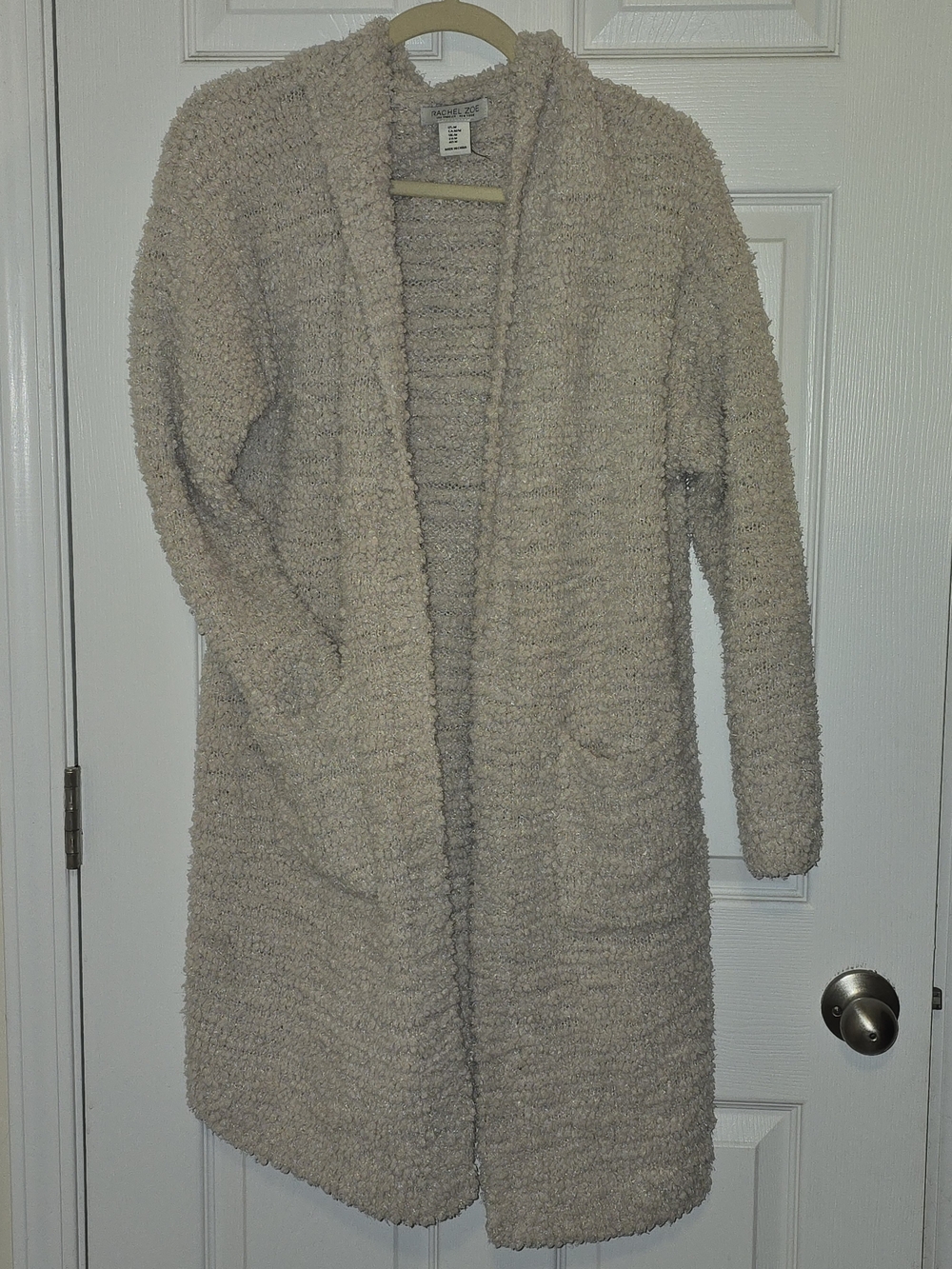 Rachel Zoe Cream Popcorn Knit Open-Front Cardigan